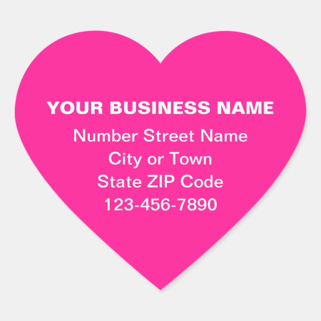 Minimal Plain Texts Business Brand on Pink Heart Sticker (Front)