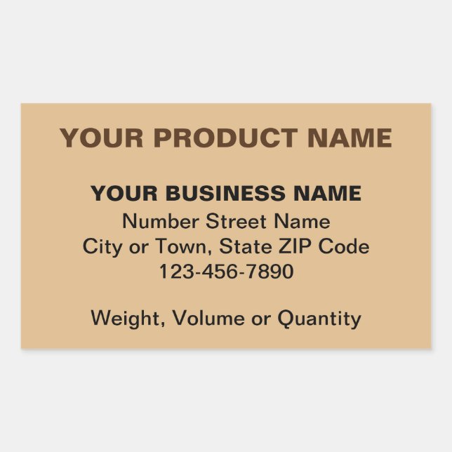 Minimal Plain Texts of Product on Light Brown Rectangular Sticker (Front)