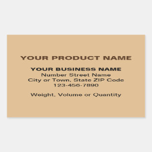 Minimal Plain Texts of Product on Light Brown Rectangular Sticker
