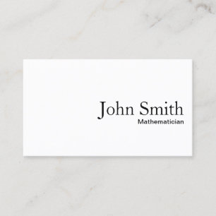 Minimal Plain White Mathematician Business Card