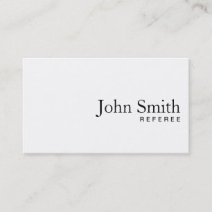 Minimal Plain White Referee Business Card