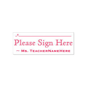 Minimal "Please Sign Here" and Educator Name Self-inking Stamp