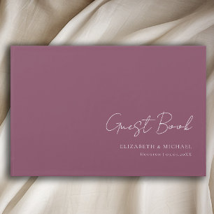 Minimal, Plum Handwriting Script Wedding Guest Book