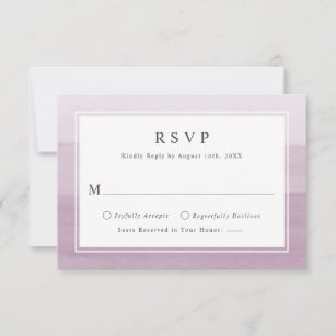 Minimal Plum Watercolor Ombre Wedding RSVP Card