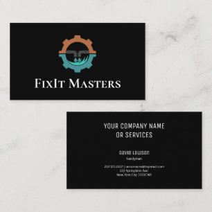 minimal plumber black and white business cards