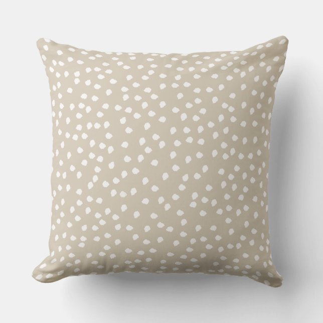 Minimal Polka Dot Beige and White  Cushion (Front)