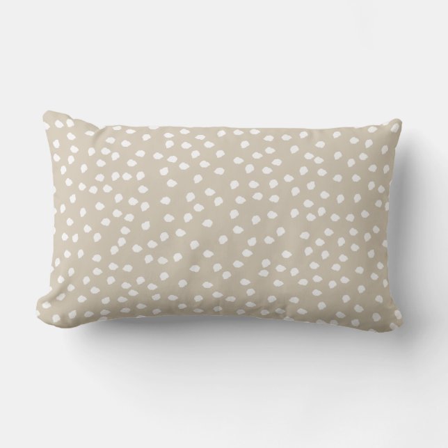 Minimal Polka Dot Beige and White  Lumbar Cushion (Front)