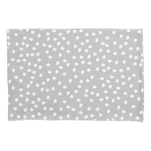Minimal Polka Dot Gray and White Pillowcase