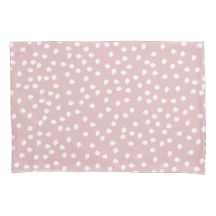 Minimal Polka Dot Pink and White Pillowcase