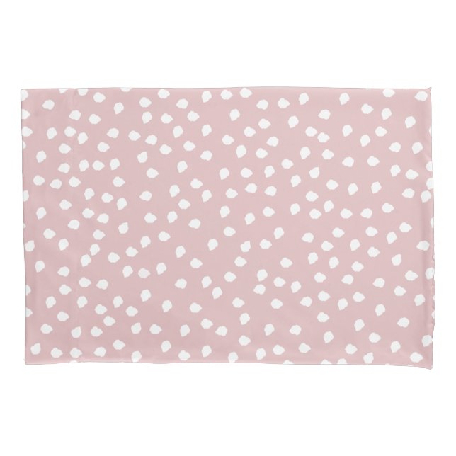 Minimal Polka Dot Pink and White Pillowcase (Front)