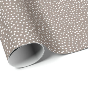 Minimal Polka Dot Wrapping Paper Taupe and White