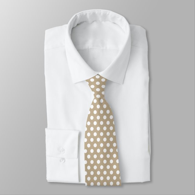 Minimal Polka Dots Pattern Khaki Shade Tie (Tied)