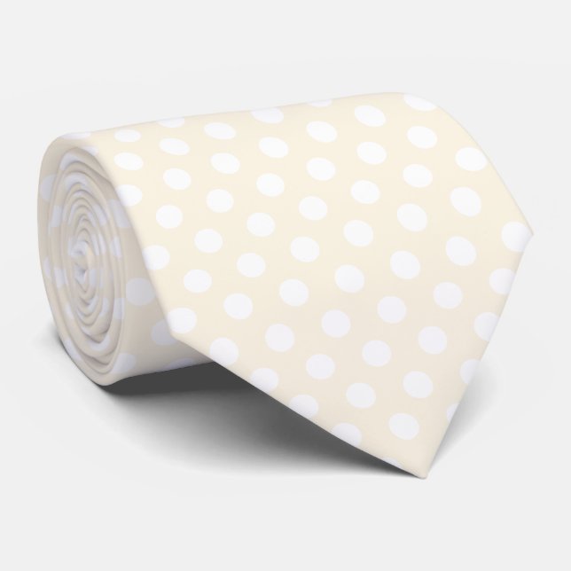 Minimal Polka Dots Pattern Pale Ivory and White Tie (Rolled)