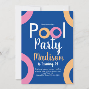 Minimal Pool Party Birthday Invitation