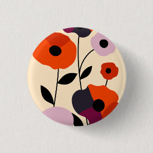 Minimal Poppy Bloom 3 Cm Round Badge
