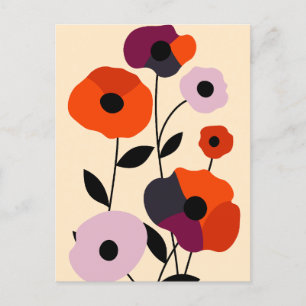 Minimal Poppy Bloom Announcement Postcard