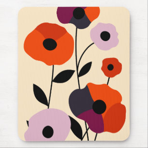 Minimal Poppy Bloom Mouse Pad