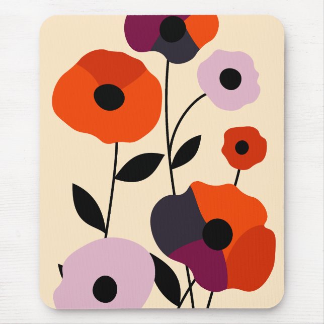 Minimal Poppy Bloom Mouse Pad (Front)