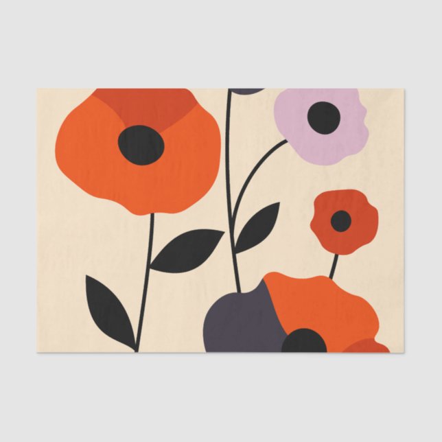 Minimal Poppy Bloom Tissue Paper (Front)