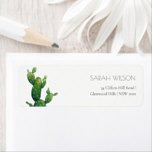Minimal Potted Cactus Green Foliage Address Return Address Label