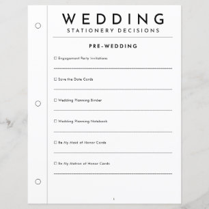 Minimal Pre-Wedding Stationery Planner Page