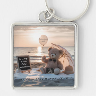 Minimal Pregnancy Announcement Simple Baby gift Key Ring