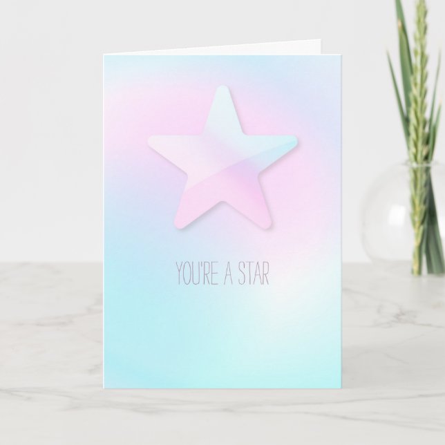 Minimal Pretty Custom Message Star Pastel Rainbow Card (Front)