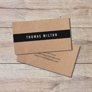 Minimal Printed Kraft Black Stripe Consultant Business Card