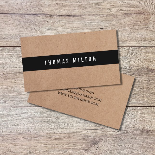 Minimal Printed Kraft Black Stripe Consultant Business Card (Creator Uploaded)