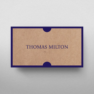 Minimal Printed Kraft Dark Blue Consultant Business Card