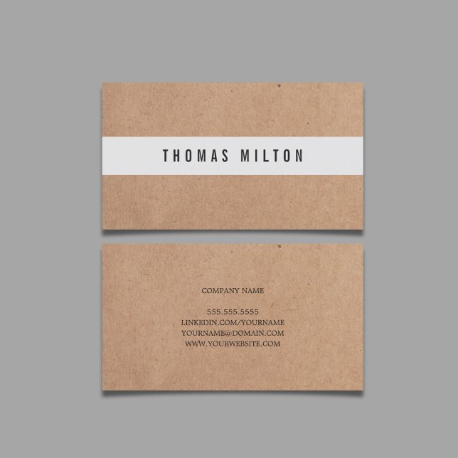Minimal Printed Kraft Light Grey Stripe Consultant Business Card (Creator Uploaded)