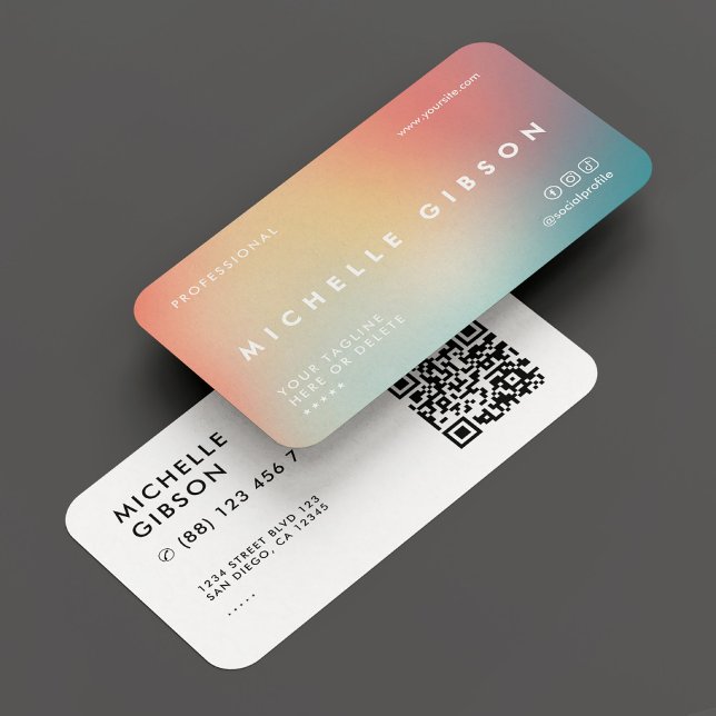 Minimal Professional Aesthetic Peach Teal Business Card (Minimal Professional Aesthetic Ombre Peach Teal Business Card
)
