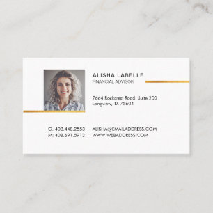 Minimal Professional Black & Gold Photo Layout Business Card