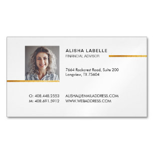 Minimal Professional Black & Gold Photo Layout Magnetic Business Card