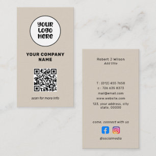 Minimal Professional Logo QR Code Social Media Business Card