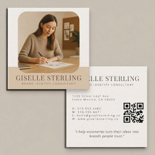 Minimal Professional Modern Name Business Photo Square Business Card