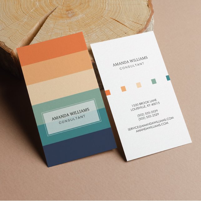 Minimal & Professional Personalized Bright Stripes Business Card (Creator Uploaded)