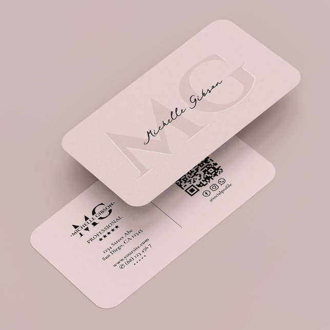 Minimal Professional Pink Beauty Monogram  Business Card (Minimal Professional Pink Beauty Monogram Business Card
)