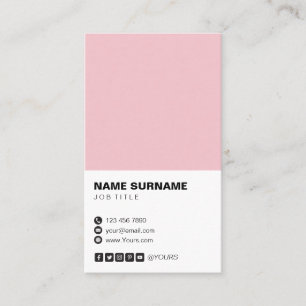 Minimal Professional Pink Vertical Business Card