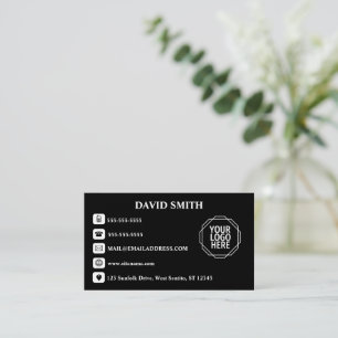 Minimal Professional QR Code Black Business Card