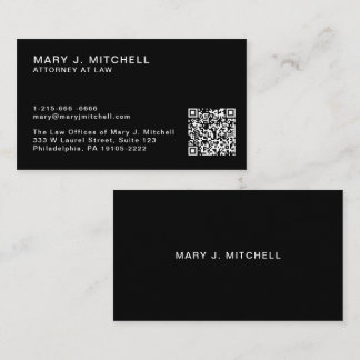 Minimal Professional QR Code Black Business Card