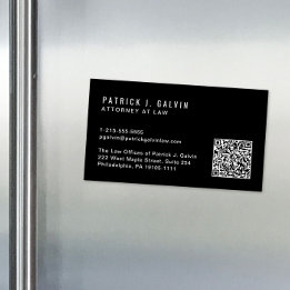 Minimal Professional QR Code Black Magnetic Business Card