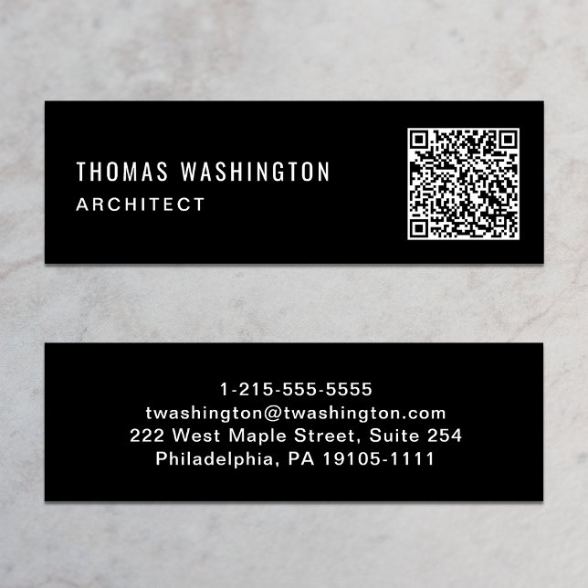 Minimal Professional QR Code Black Mini Business Card (Capture attention, make connections, and leave a lasting impression with our modern QR business card)