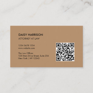 Minimal Professional QR Code Light Brown Business Card