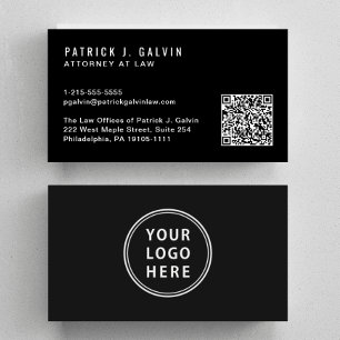 Minimal Professional QR Code Logo Black Business Card