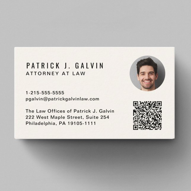 Minimal Professional QR Code Photo Cream Business Card (Capture attention, make connections, and leave a lasting impression with our modern QR business card)