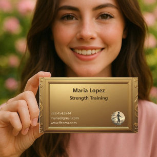 Minimal Professional Shining Gold Strength Trainer Business Card