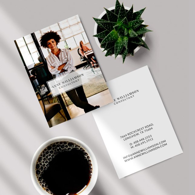 Minimal & Professional White Frame Business Photo Business Card (Minimal & Professional White Frame Business Photo Business Card)