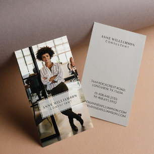 Minimal & Professional White Frame Business Photo Business Card