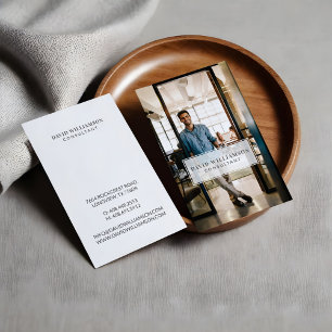 Minimal & Professional White Frame Business Photo Business Card